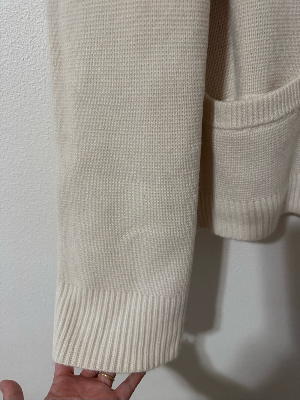 Quince 100% Mongolian Cashmere Structured Cardigan Ivory Button Pockets-Medium - Picture 5 of 8